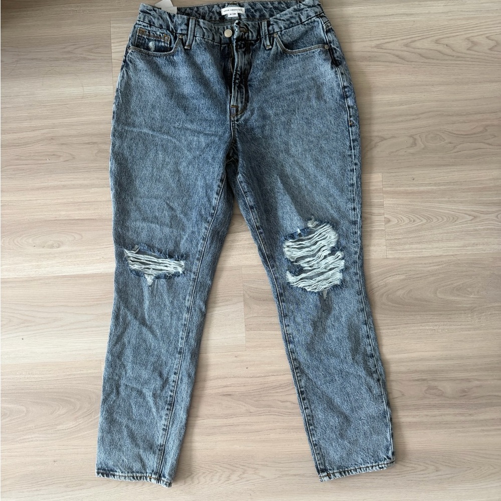 NWT Good American Distressed Boyfriend Jeans